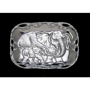 Arthur Court 2012 RARE  Aluminum Elephant Safari Serving Tray Bowl 2” X 7” X 9”